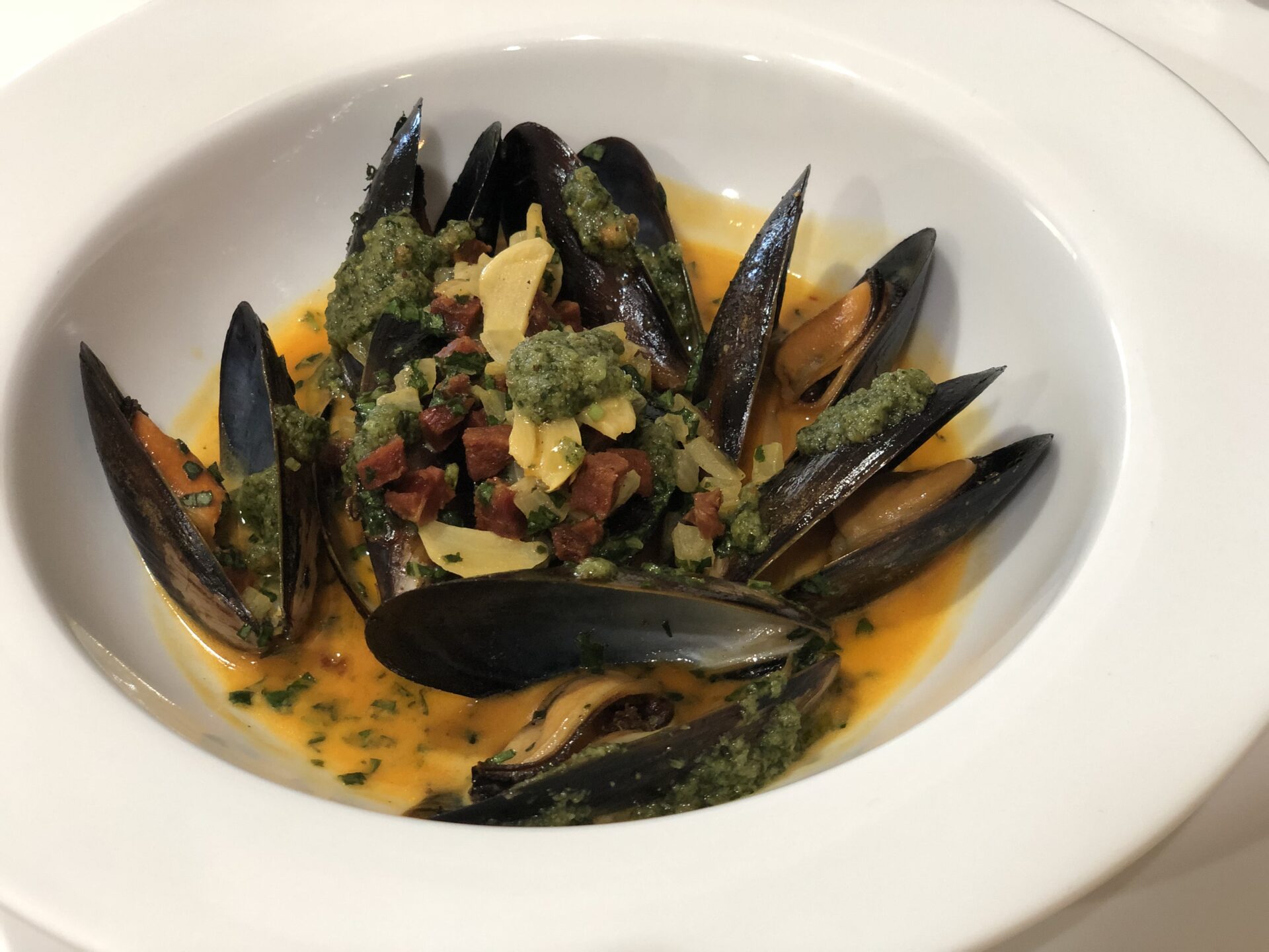 Mouth Watering Mussels and Chorizo Served
