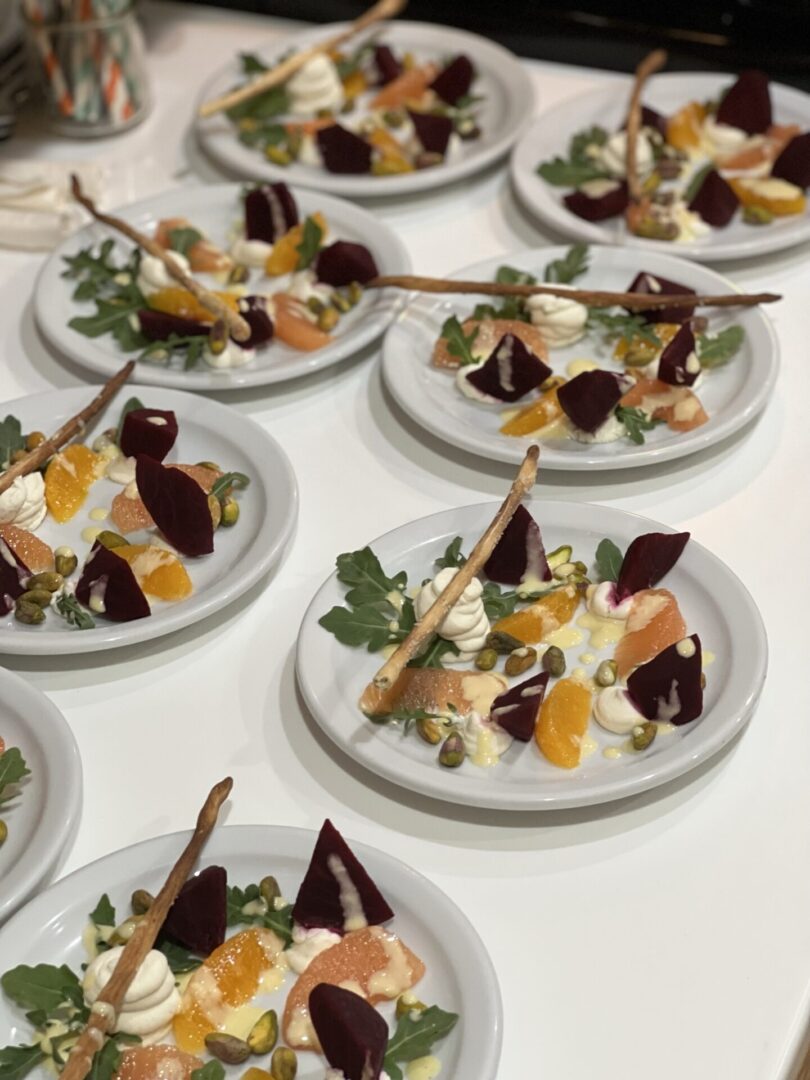 Beet Salad With Goat Cheese Topping Served On The Plate